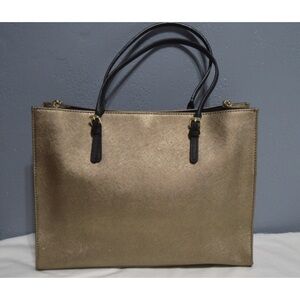Calvin Klein Women's Antique Bronze Leather Tote Shoulder Bag